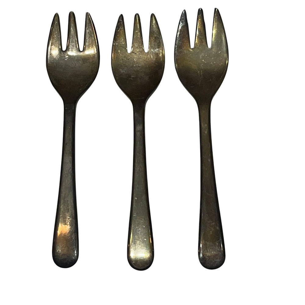 SHEFFIELD ENGLAND Vintage 5" Silver Plated 3-Prong Fork Child or Appetizer Lot 3